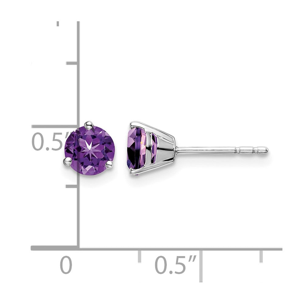 14k White Gold Round Amethyst Earrings