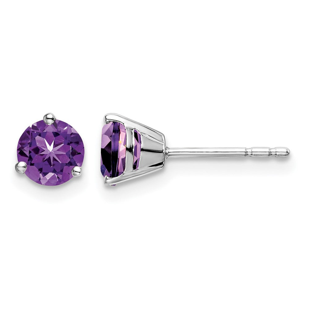 14k White Gold Round Amethyst Earrings