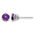 14k White Gold Round Amethyst Earrings