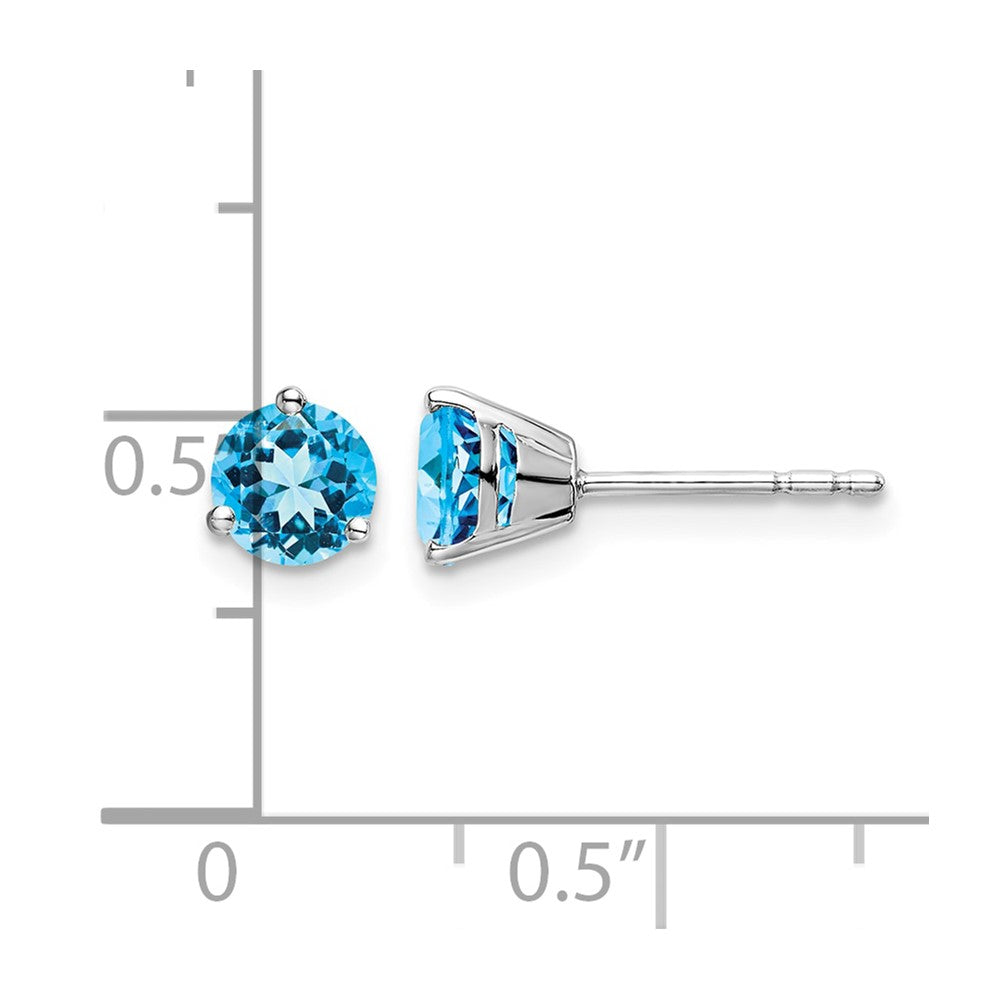 14k White Gold Round Blue Topaz Earrings