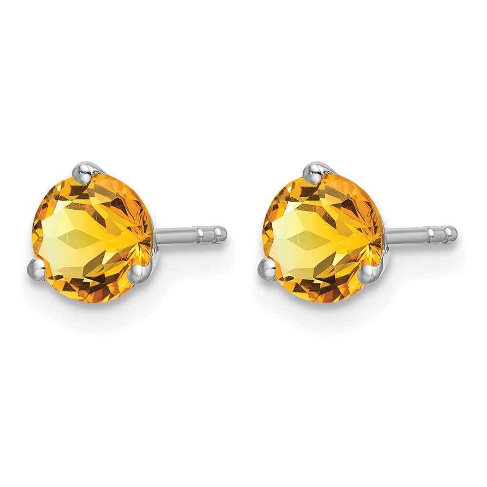 14k White Gold Round Citrine Earrings