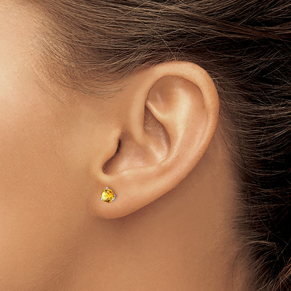14k White Gold Round Citrine Earrings