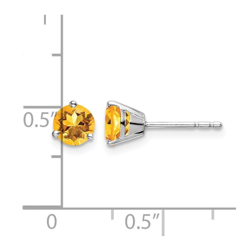 14k White Gold Round Citrine Earrings
