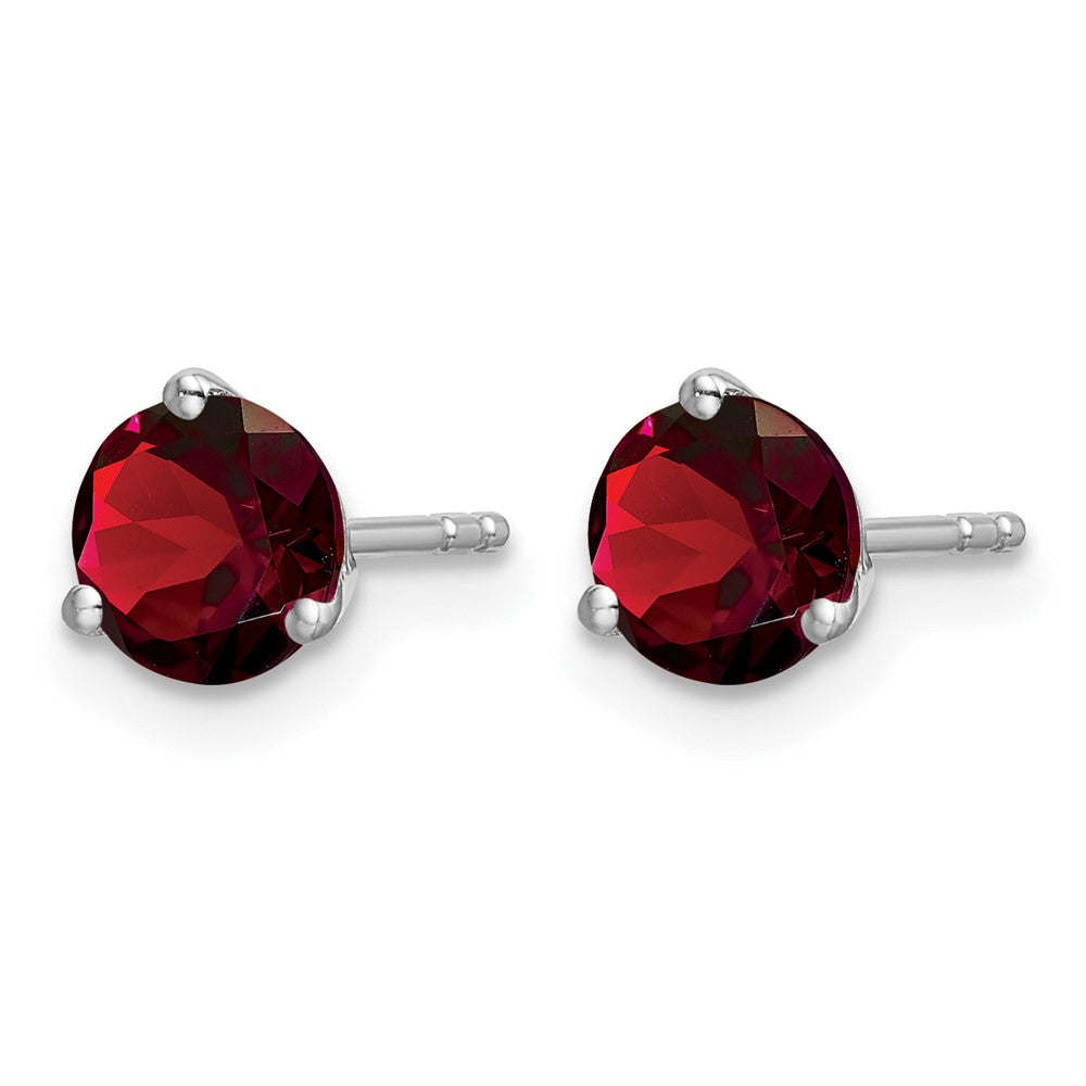14k White Gold Round Garnet Earrings