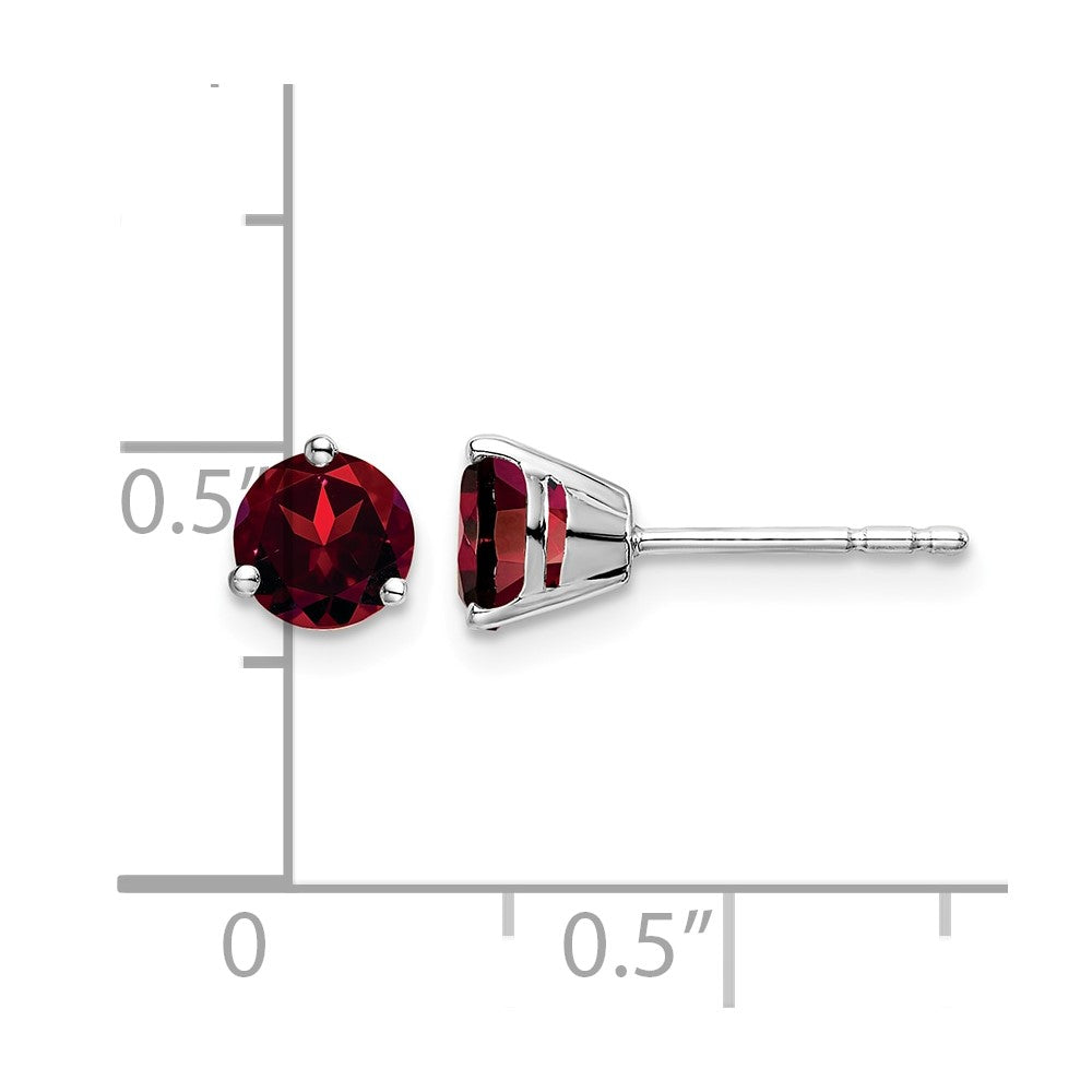 14k White Gold Round Garnet Earrings