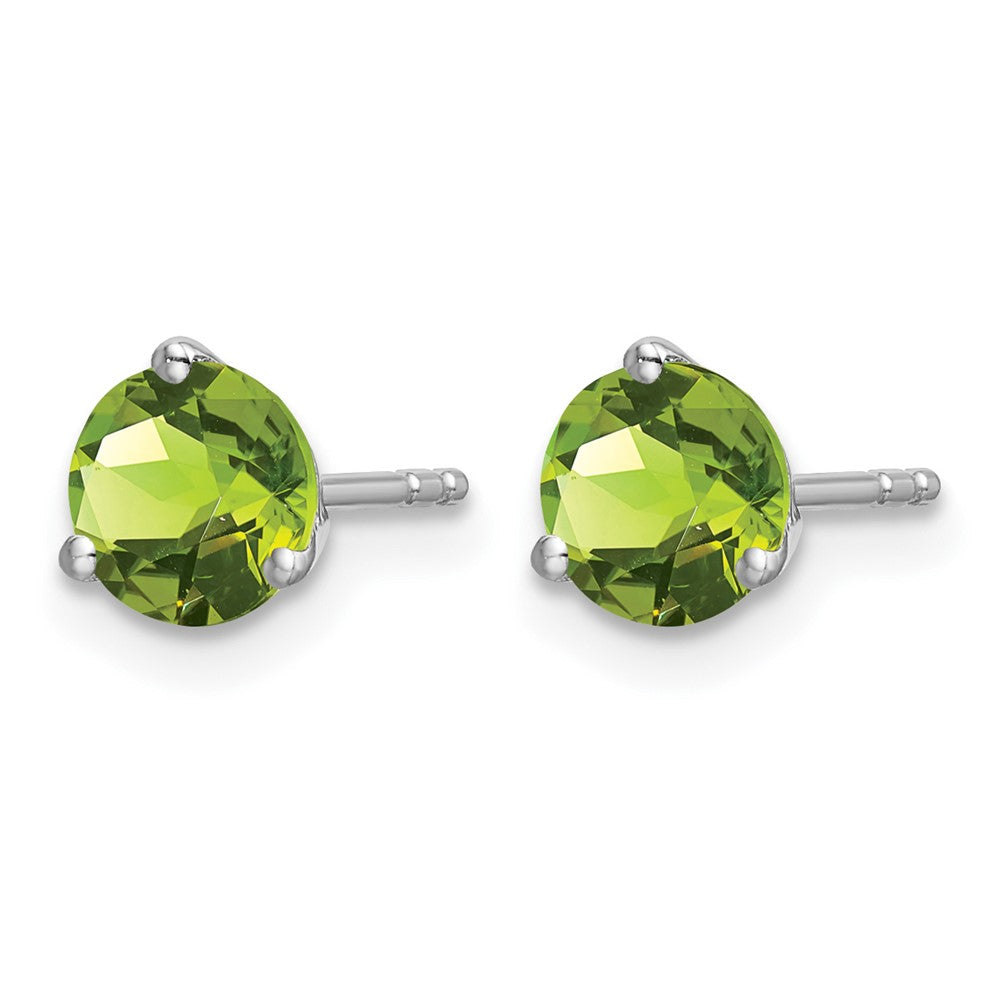 14k White Gold Round Peridot Earrings