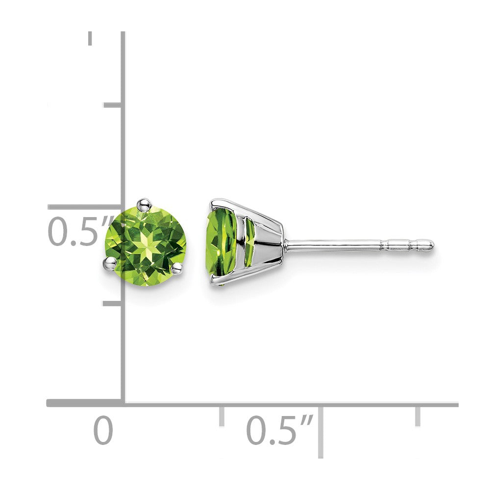14k White Gold Round Peridot Earrings