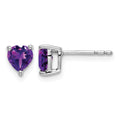14k White Gold Heart Amethyst Earrings