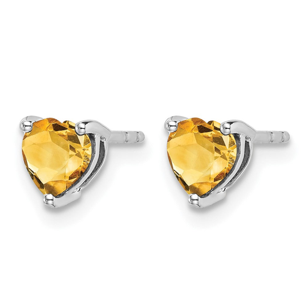 14k White Gold Heart Citrine Earrings