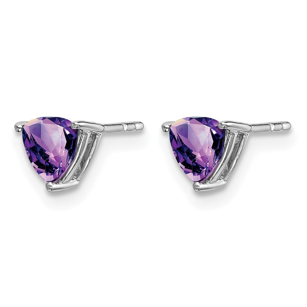 14k White Gold Trillion Amethyst Earrings