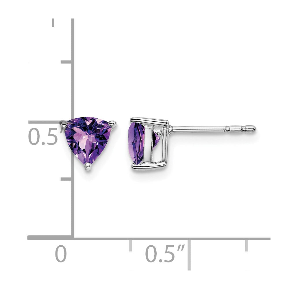 14k White Gold Trillion Amethyst Earrings