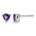 14k White Gold Trillion Amethyst Earrings