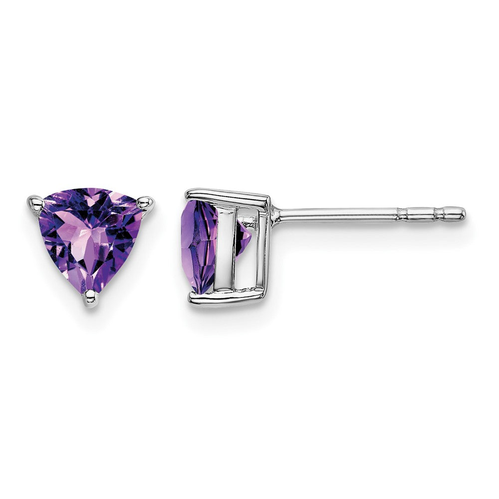 14k White Gold Trillion Amethyst Earrings