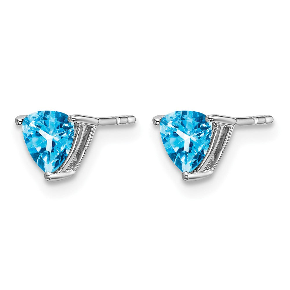 14k White Gold Trillion Blue Topaz Earrings