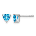 14k White Gold Trillion Blue Topaz Earrings