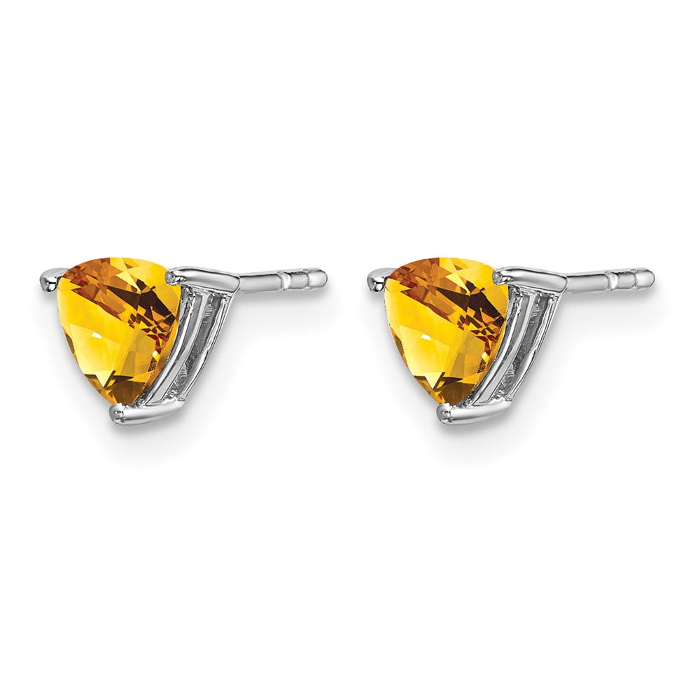 14k White Gold Trillion Citrine Earrings