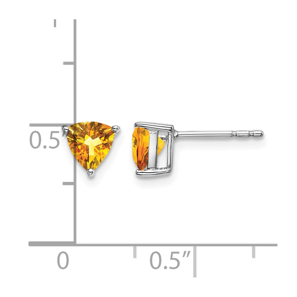 14k White Gold Trillion Citrine Earrings