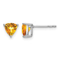 14k White Gold Trillion Citrine Earrings