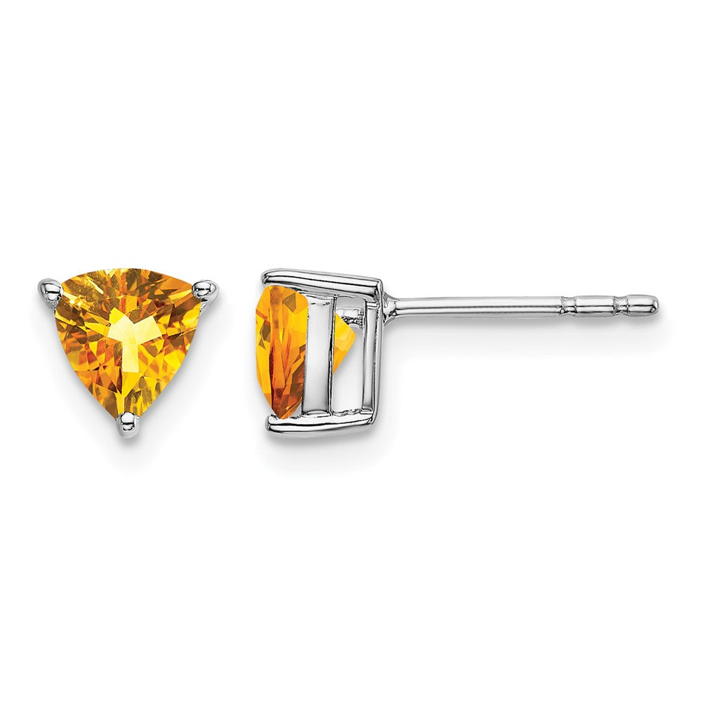 14k White Gold Trillion Citrine Earrings