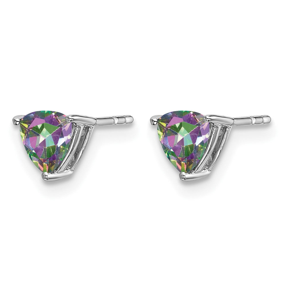 14k White Gold Trillion Mystic Fire Topaz Earrings