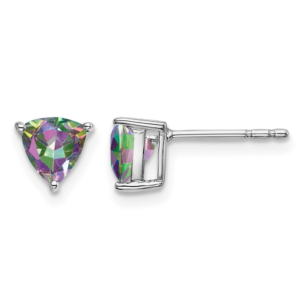 14k White Gold Trillion Mystic Fire Topaz Earrings