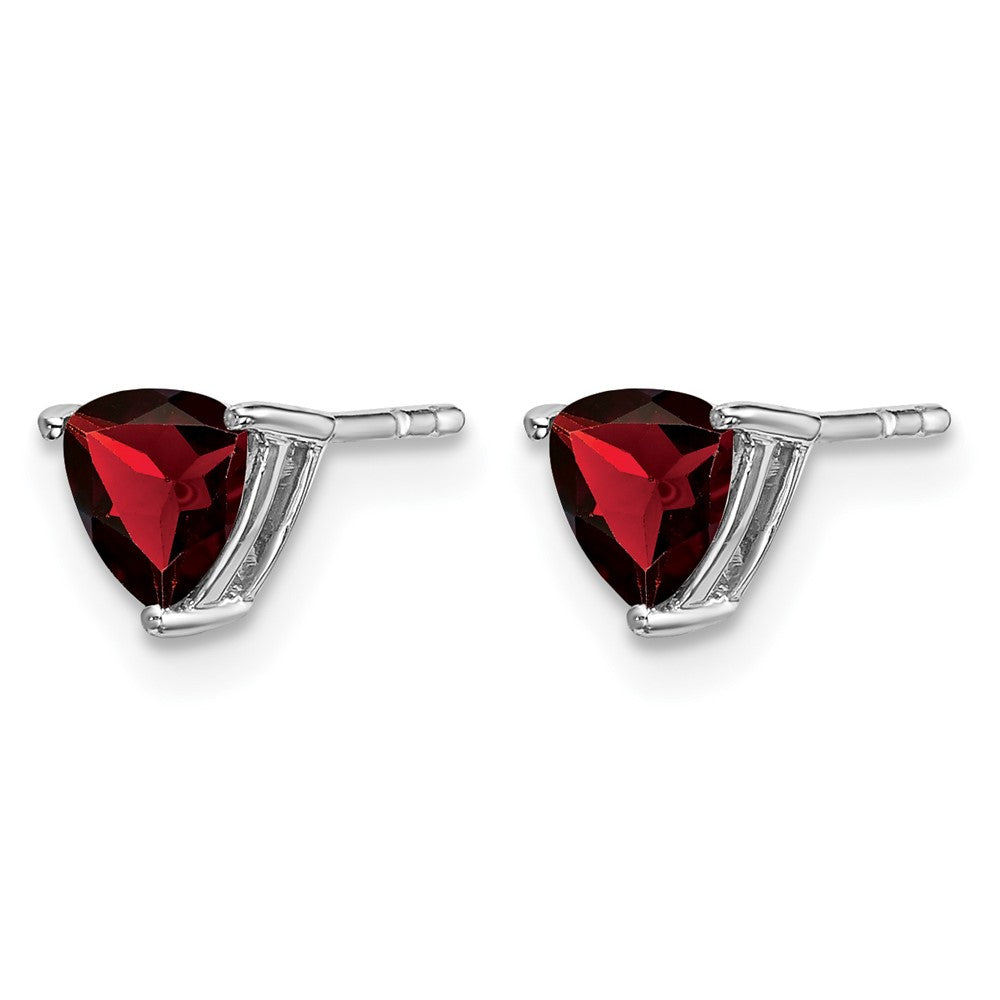 14k White Gold Trillion Garnet Earrings