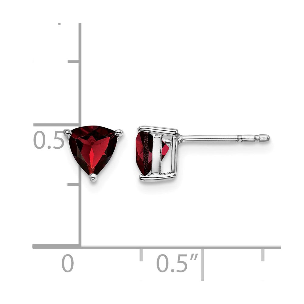 14k White Gold Trillion Garnet Earrings