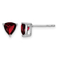 14k White Gold Trillion Garnet Earrings
