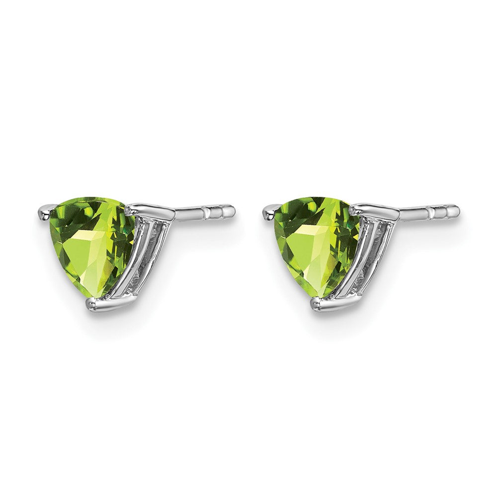 14k White Gold Trillion Peridot Earrings