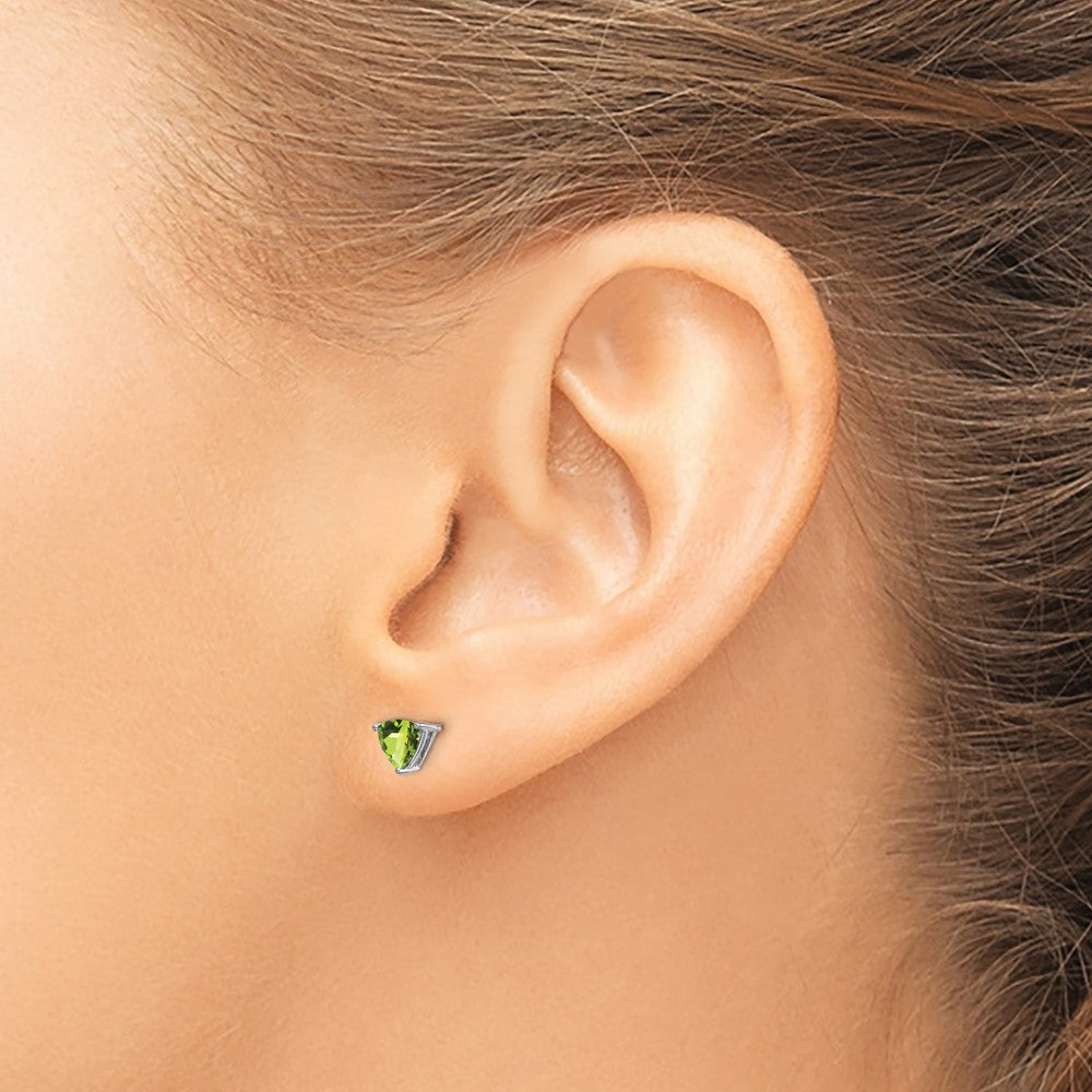 14k White Gold Trillion Peridot Earrings