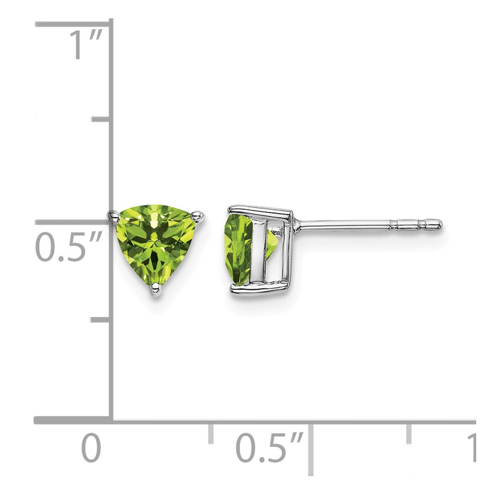 14k White Gold Trillion Peridot Earrings