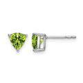 14k White Gold Trillion Peridot Earrings
