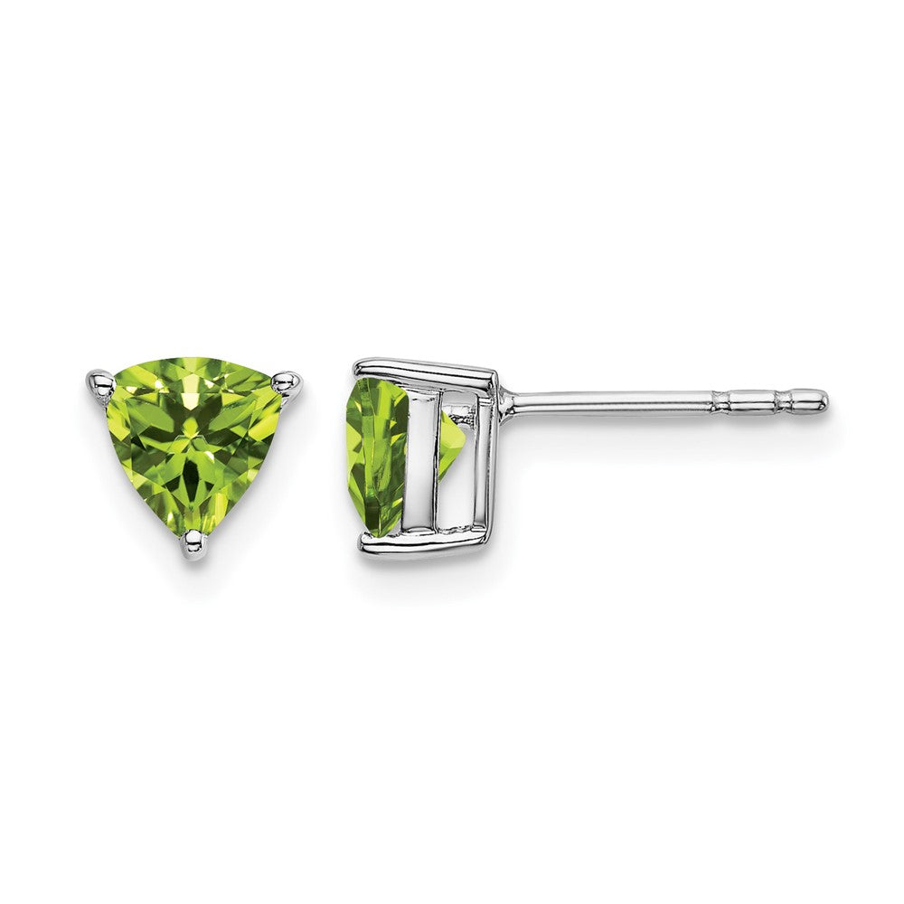 14k White Gold Trillion Peridot Earrings