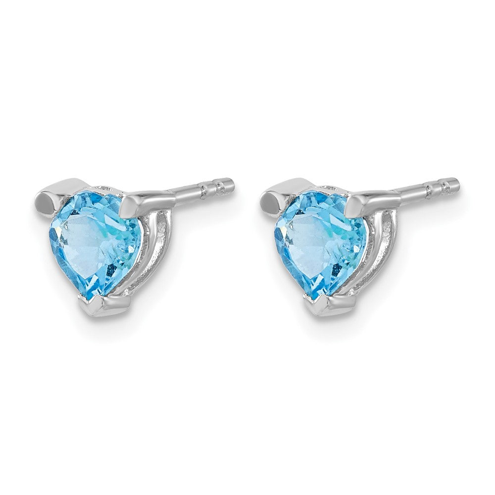 14k White Gold Heart Blue Topaz Earrings