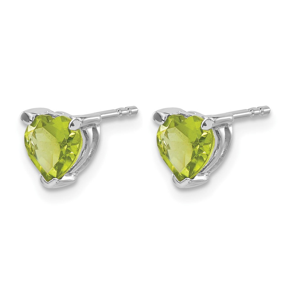 14k White Gold Heart Peridot Earrings