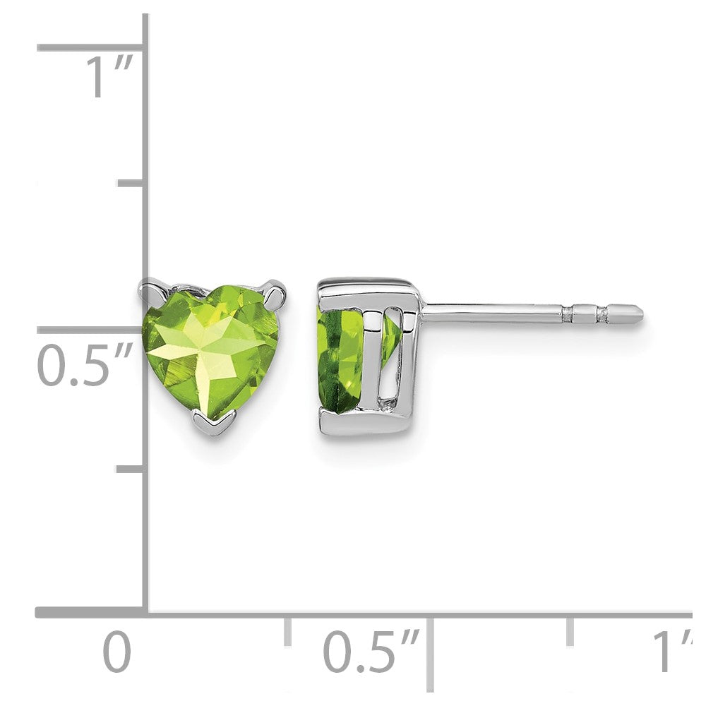 14k White Gold Heart Peridot Earrings