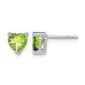 14k White Gold Heart Peridot Earrings