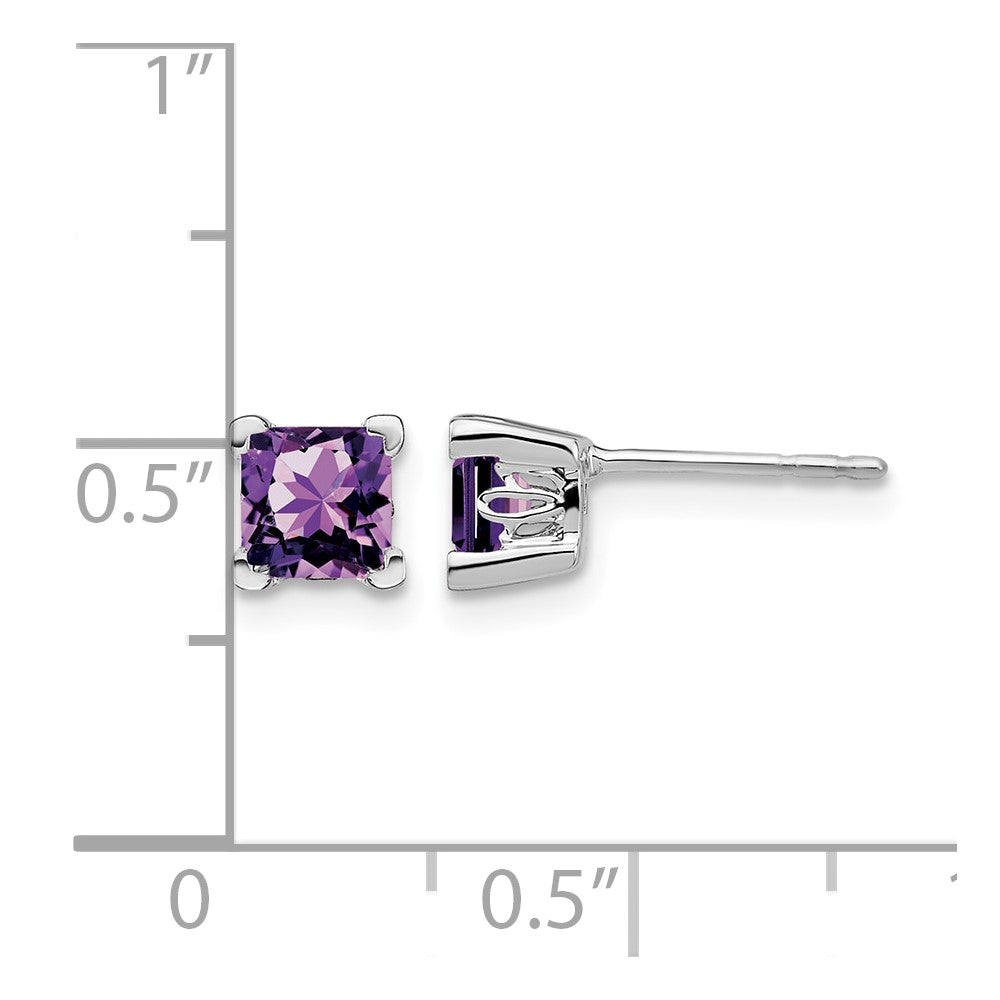 14k White Gold Square Amethyst Earrings