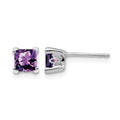 14k White Gold Square Amethyst Earrings