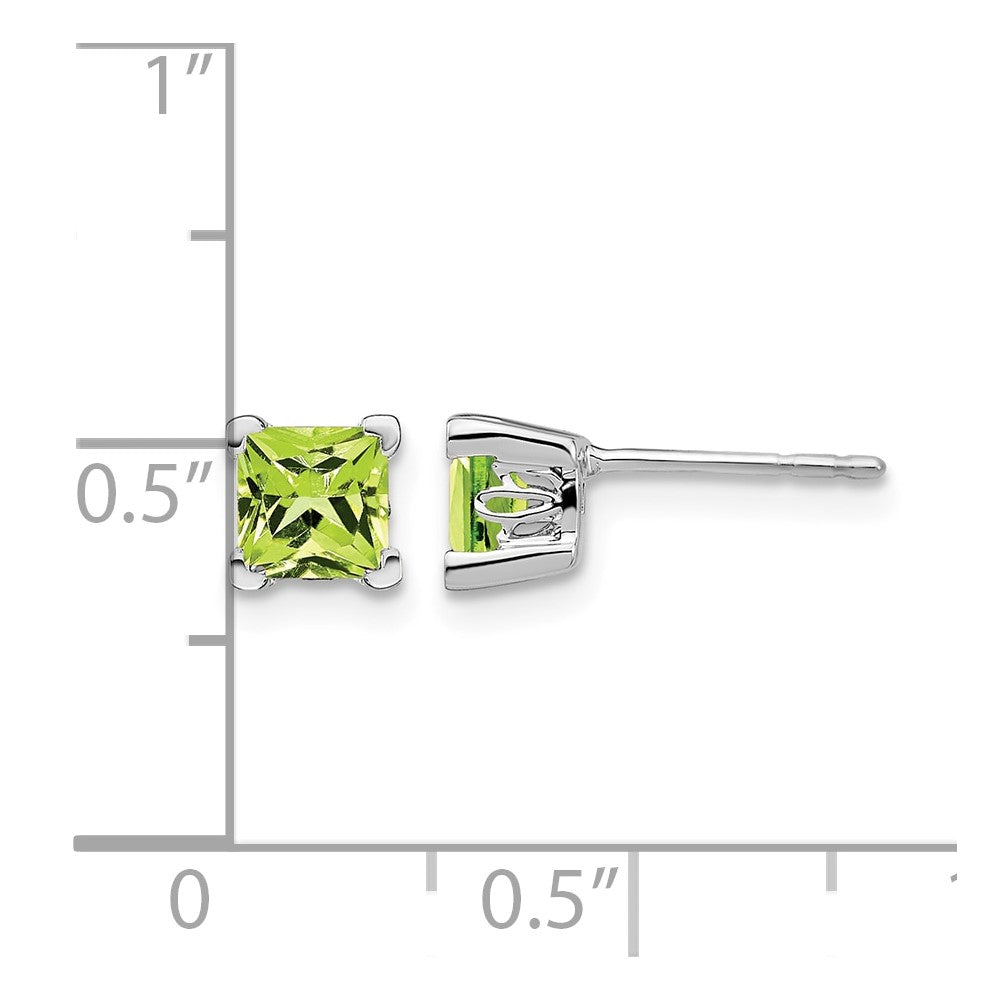 14k White Gold Square Peridot Earrings