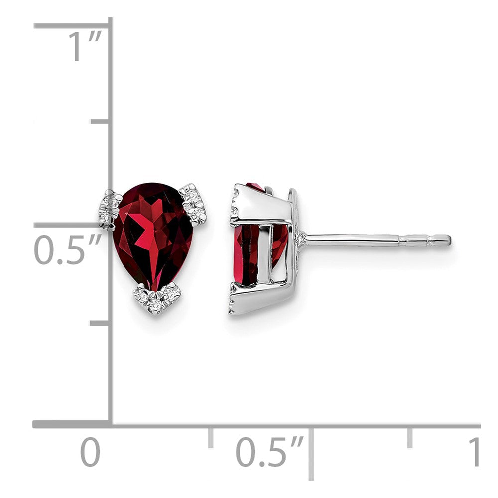 14k White Gold Pear Garnet and Diamond Earrings
