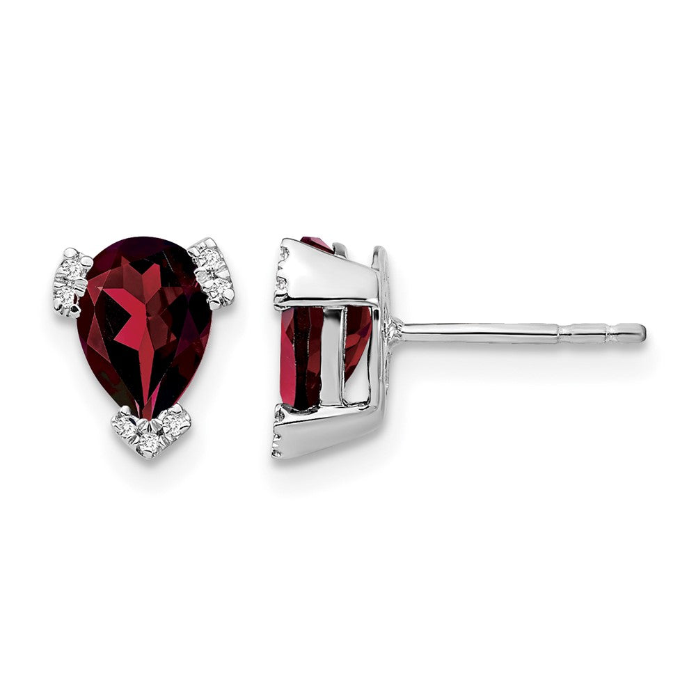 14k White Gold Pear Garnet and Diamond Earrings
