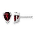 14k White Gold Pear Garnet and Diamond Earrings