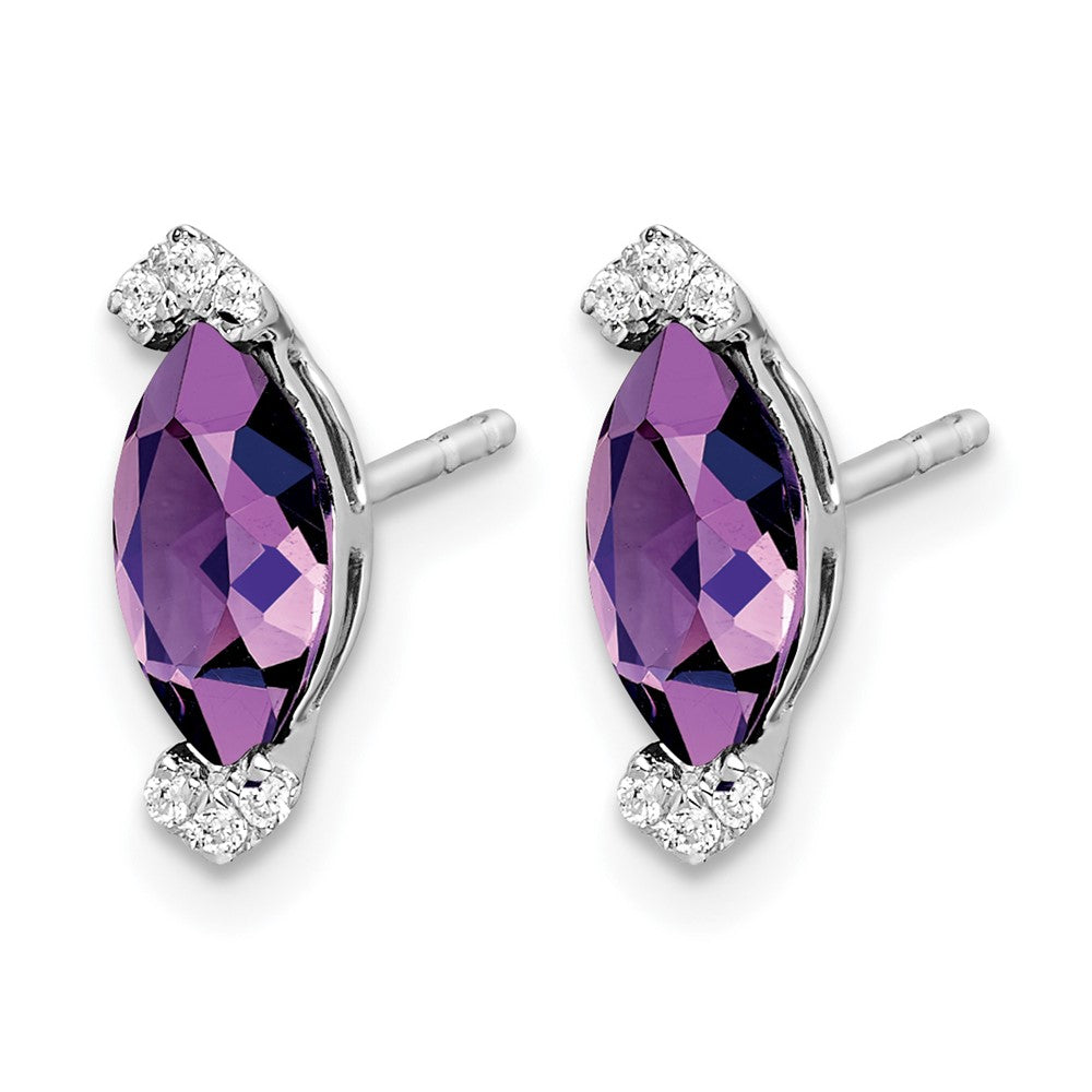 14k White Gold Marquise Amethyst and Diamond Earrings