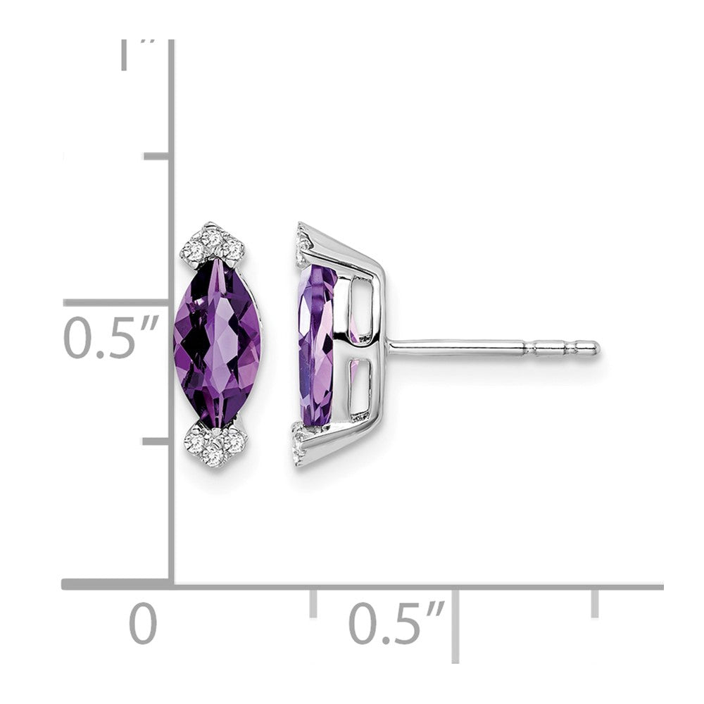 14k White Gold Marquise Amethyst and Diamond Earrings