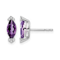 14k White Gold Marquise Amethyst and Diamond Earrings
