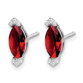 14k White Gold Marquise Garnet and Diamond Earrings