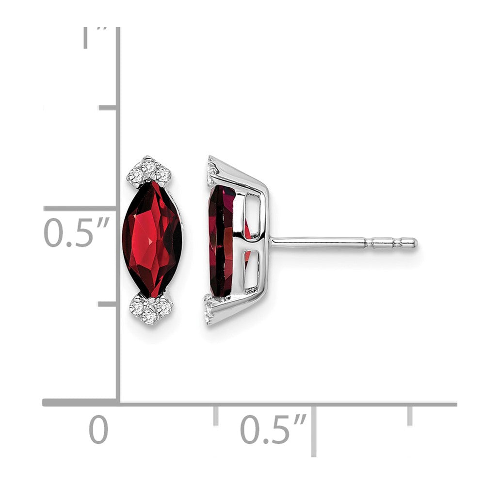 14k White Gold Marquise Garnet and Diamond Earrings