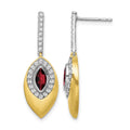 14k Two-tone Garnet and Diamond Dangle Earrings