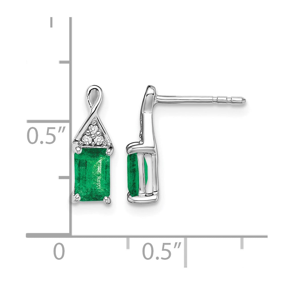14k White Gold Emerald and Diamond Earrings